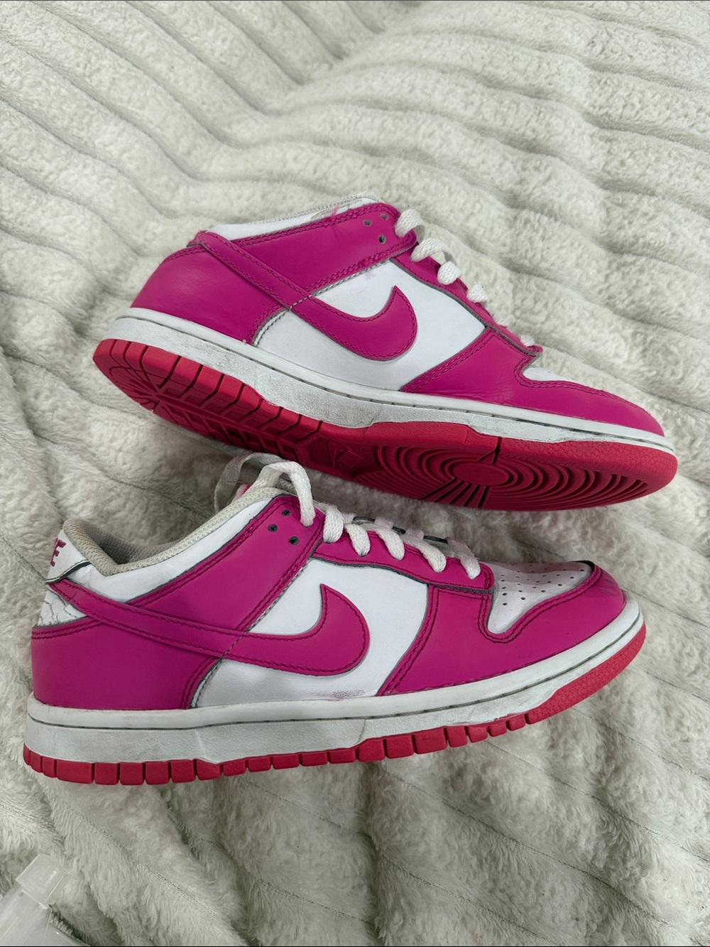 Nike Big Kids Dunk  Low-Top Sneakers in Hot Pink and White